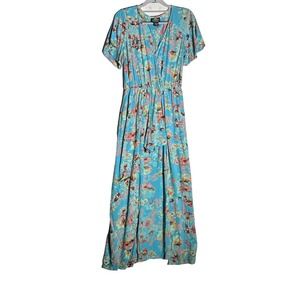 Angie Romper Skirt Overlay Size M High Low Floral Blue Soft Rayon